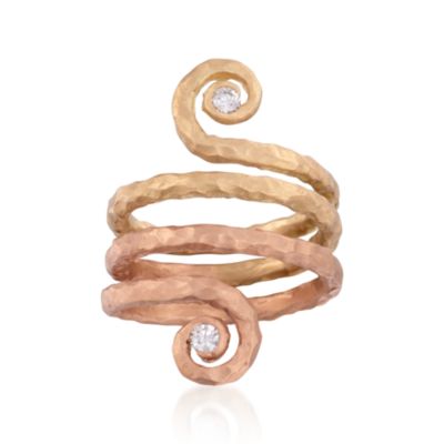 C. 1990 Vintage .15 ct. t.w. Snake Motif Diamond Ring in 18kt Two-Tone Gold. Size 6 &mdash; Alt Image 1