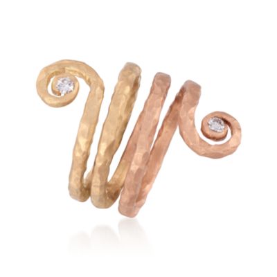 C. 1990 Vintage .15 ct. t.w. Snake Motif Diamond Ring in 18kt Two-Tone Gold. Size 6 &mdash; Alt Image 3