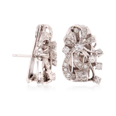 C. 1960 Vintage 1.50 ct. t.w. Diamond Bow Motif Earrings in Two-Tone &mdash; Alt Image 3