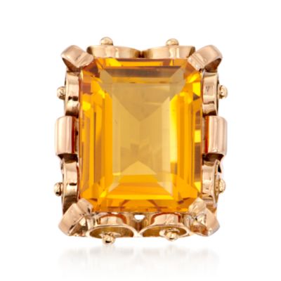 C. 1950 Vintage 14.00 Carat Citrine Ring in 14kt Yellow Gold. Size 6 &mdash; Alt Image 1