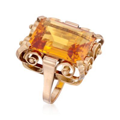 C. 1950 Vintage 14.00 Carat Citrine Ring in 14kt Yellow Gold. Size 6 &mdash; Alt Image 3