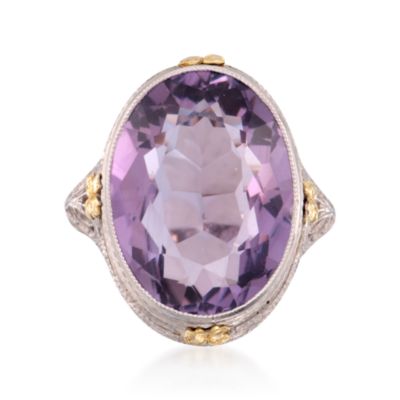 C. 2000 Vintage 10.00 Carat Amethyst Ring in 14kt Two-Tone Gold. Size 3.5 &mdash; Alt Image 1