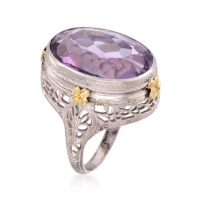 C. 2000 Vintage 10.00 Carat Amethyst Ring in 14kt Two-Tone Gold. Size 3.5 &mdash; Alt Image 3
