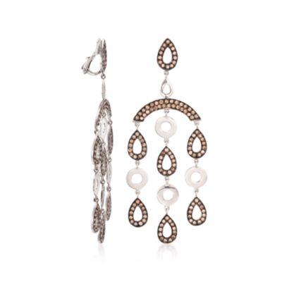 C. 1990 Vintage 4.00 ct. t.w. Brown Diamond Chandelier Earrings in 18kt White Gold &mdash; Alt Image 3