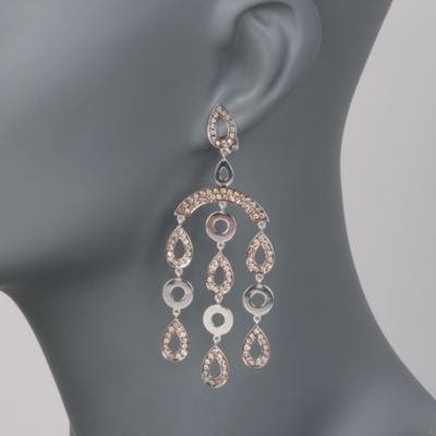 C. 1990 Vintage 4.00 ct. t.w. Brown Diamond Chandelier Earrings in 18kt White Gold &mdash; Alt Image 2