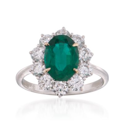 C. 1980 Vintage 1.96 Carat Emerald and 1.50 ct. t.w. Diamond Ring in 18kt White Gold. Size 6.5 &mdash; Alt Image 1