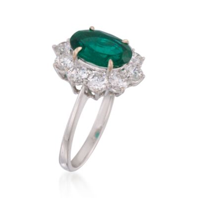 C. 1980 Vintage 1.96 Carat Emerald and 1.50 ct. t.w. Diamond Ring in 18kt White Gold. Size 6.5 &mdash; Alt Image 3
