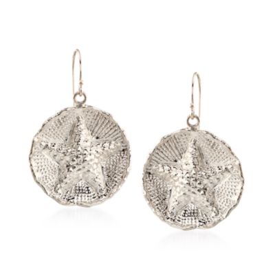 Sterling Silver Starfish Disc Drop Earrings   &mdash; Alt Image 1