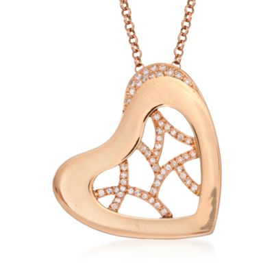 C. 2000 Vintage .50 ct. t.w. Diamond Heart Necklace in 18kt Rose Gold. 18" &mdash; Alt Image 1