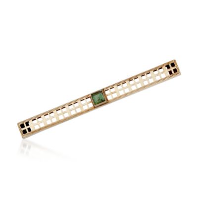 C. 1970 Vintage Square .25 Carat Green Tourmaline Bar Pin in 14kt Yellow Gold &mdash; Alt Image 1