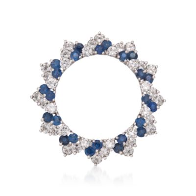 C. 1990 Vintage 1.70 ct. t.w. Sapphire and 2.75 ct. t.w. Diamond Open Circle Pin in Platinum &mdash; Alt Image 1