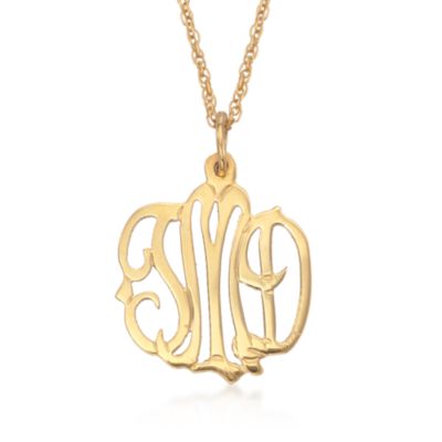 14kt Yellow Gold Monogram Pendant Necklace &mdash; Alt Image 1