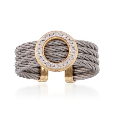C. 2010 Vintage Charriol "Celtic Classique" Diamond Cuff Ring in Two-Tone. Size 6 &mdash; Alt Image 1