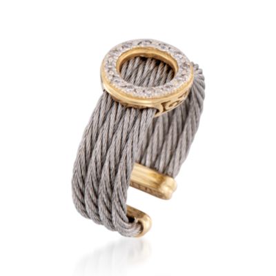 C. 2010 Vintage Charriol "Celtic Classique" Diamond Cuff Ring in Two-Tone. Size 6 &mdash; Alt Image 3
