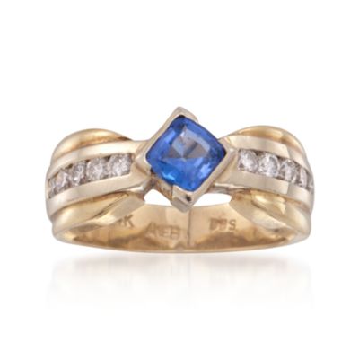 C. 1990 Vintage .50 Carat Tanzanite and .50 ct. t.w. Diamond Ring in 14kt Yellow Gold. Size 6.25 &mdash; Alt Image 1
