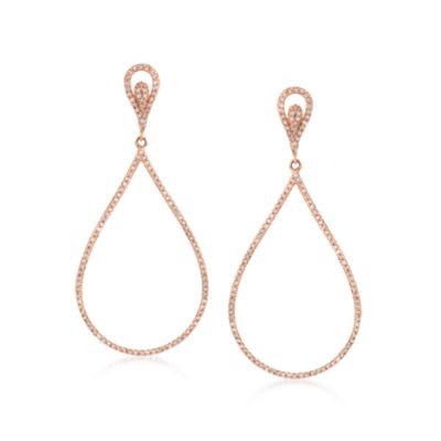 .95 ct. t.w. Diamond Open Teardrop Earrings in 14kt Rose Gold  &mdash; Alt Image 1