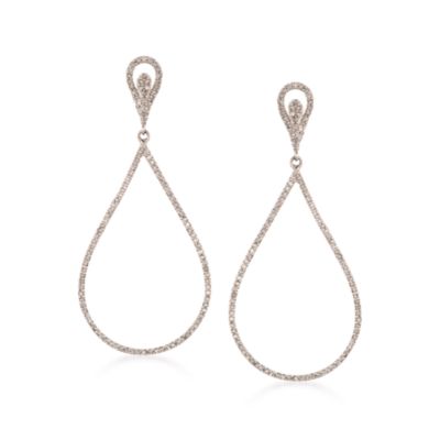 .95 ct. t.w. Diamond Open Teardrop Earrings in 14kt White Gold &mdash; Alt Image 1