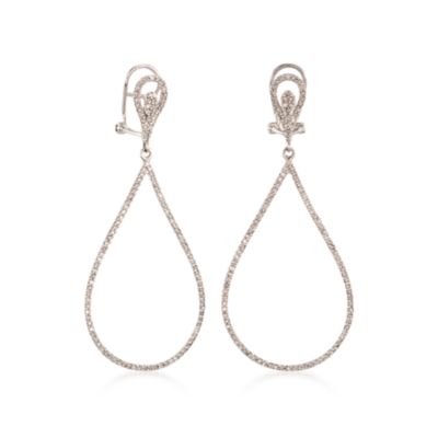 .95 ct. t.w. Diamond Open Teardrop Earrings in 14kt White Gold &mdash; Alt Image 3