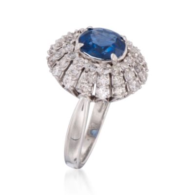 C. 2000 Vintage 2.75 Carat Sapphire and 1.60 ct. t.w. Diamond Ring in 14kt White Gold. Size 7 &mdash; Alt Image 3