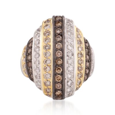 C. 2000 Vintage 2.85 ct. t.w. Brown and White Diamond Dome Ring in 18kt Two-Tone Gold. Size 7 &mdash; Alt Image 1