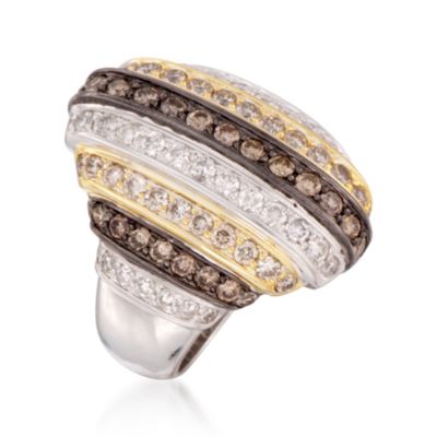 C. 2000 Vintage 2.85 ct. t.w. Brown and White Diamond Dome Ring in 18kt Two-Tone Gold. Size 7 &mdash; Alt Image 3