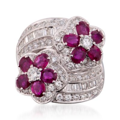 C. 2000 Vintage 4.00 ct. t.w. Ruby and 2.75 ct. t.w. Diamond Ring in 18kt White Gold. Size 8.25 &mdash; Alt Image 1