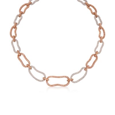 C. 1990 Vintage 9.20 ct. t.w. Diamond Open Link Necklace in Two-Tone. 15" &mdash; Alt Image 1
