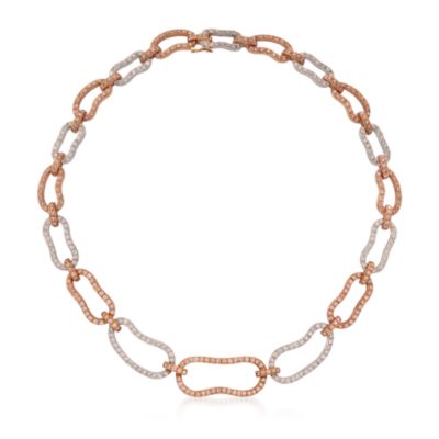 C. 1990 Vintage 9.20 ct. t.w. Diamond Open Link Necklace in Two-Tone. 15" &mdash; Alt Image 3
