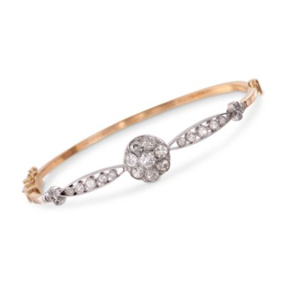 C. 1900 Vintage 1.75 ct. t.w. Diamond Bangle Bracelet in Two-Tone. 6.5" &mdash; Alt Image 1
