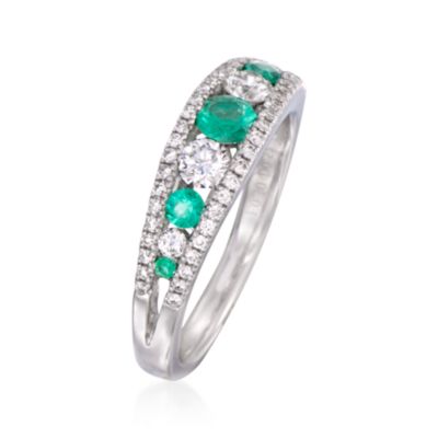 Gregg Ruth .30 ct. t.w. Emerald and .52 ct. t.w. Diamond Ring in 18kt White Gold &mdash; Alt Image 3