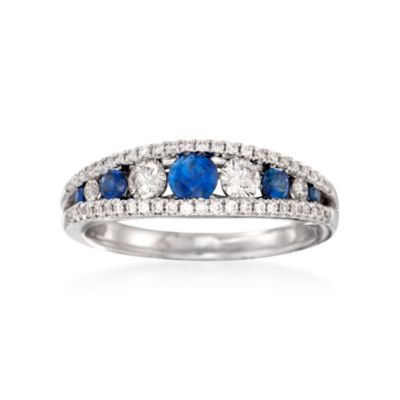 Gregg Ruth .50 ct. t.w. Sapphire and .52 ct. t.w. Diamond Ring in 18kt White Gold &mdash; Alt Image 1
