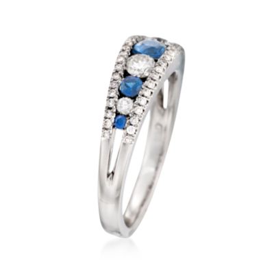 Gregg Ruth .50 ct. t.w. Sapphire and .52 ct. t.w. Diamond Ring in 18kt White Gold &mdash; Alt Image 3