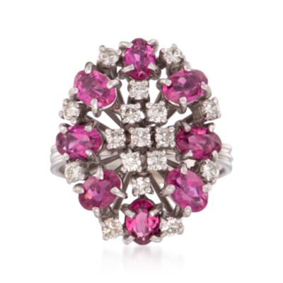 C. 1970 Vintage 5.20 ct. t.w. Ruby and .85 ct. t.w. Diamond Ring in 18kt White Gold. Size 9.5 &mdash; Alt Image 1