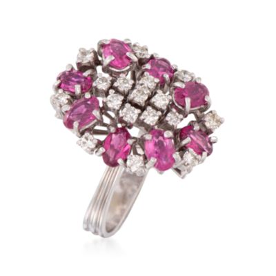 C. 1970 Vintage 5.20 ct. t.w. Ruby and .85 ct. t.w. Diamond Ring in 18kt White Gold. Size 9.5 &mdash; Alt Image 3