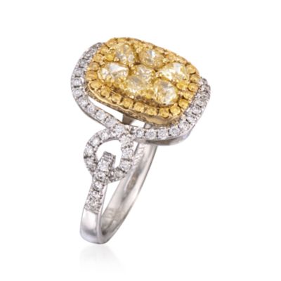 Gregg Ruth 1.14 ct. t.w. Fancy Yellow Diamond and .37 ct. t.w. White Diamond Ring in 18kt White Gold. Size 6.5 &mdash; Alt Image 3