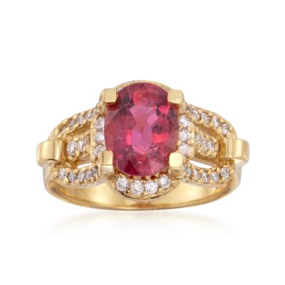 C. 2000 Vintage 3.95 Carat Pink Tourmaline and .90 ct. t.w. Diamond Ring in 18kt Yellow Gold. Size 10 &mdash; Alt Image 1