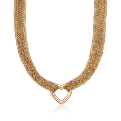 C. 1980 Vintage Tiffany Jewelry 18kt Yellow Gold Cable Link Necklace With Heart. 16" &mdash; Alt Image 1