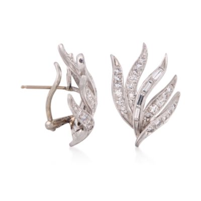 C. 1970 Vintage 1.45 ct. t.w. Floral Diamond Earrings in Platinum &mdash; Alt Image 3