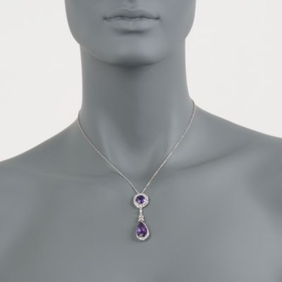 C. 2000 Vintage 6.95 ct. t.w. Amethyst and .65 ct. t.w. Diamond Pendant Necklace in 14kt White Gold. 16" &mdash; Alt Image 2