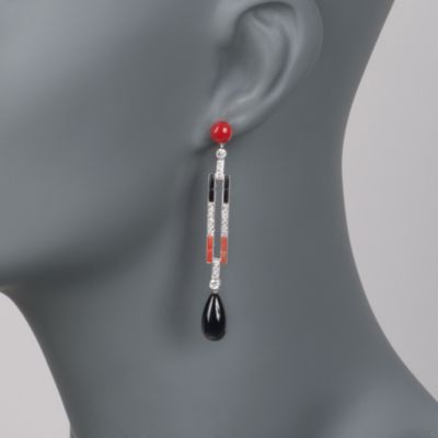 C. 2000 Vintage .70 ct. t.w. Diamond and Mixed Stone Drop Earrings in 18kt White Gold &mdash; Alt Image 2