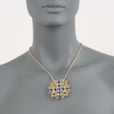 C. 1980 Vintage Spitzer and Furman Lapis and .75 ct. t.w. Diamond Pin Pendant in 18kt Yellow Gold &mdash; Alt Image 2