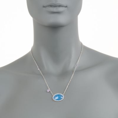 Blue Chalcedony Necklace With White Topaz and Amethyst in Sterling Silver. 18" &mdash; Alt Image 2