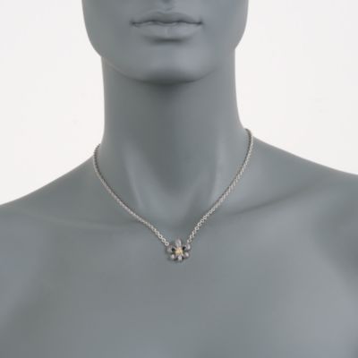 Andrea Candela Diamond Fleur-De-Lis Necklace in Two-Tone. 17" &mdash; Alt Image 2