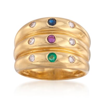 C. 1990 Vintage .30 ct. t.w. Multi-Gem Ring With Diamonds in 18kt Yellow Gold. Size 8 &mdash; Alt Image 1