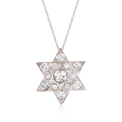 C. 1980 Vintage 3.10 ct. t.w. Diamond Star of David Pendant Necklace in 14kt White Gold. 18" &mdash; Alt Image 1