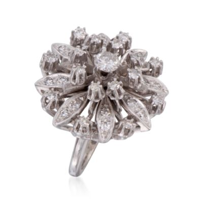 C. 1950 Vintage 1.05 ct. t.w. Diamond Cluster Ring in 14kt White Gold. Size 4.5 &mdash; Alt Image 3