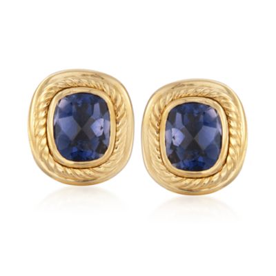 C. 1990 Vintage David Yurman 9.00 ct. t.w. Iolite Earrings in 18kt Yellow Gold &mdash; Alt Image 1