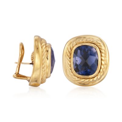 C. 1990 Vintage David Yurman 9.00 ct. t.w. Iolite Earrings in 18kt Yellow Gold &mdash; Alt Image 3