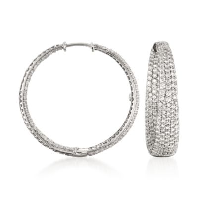 Roberto Coin 3.87 ct. t.w. Inside-Outside Diamond Hoop Earrings in 18kt White Gold &mdash; Alt Image 1