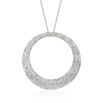 Roberto Coin 1.97 ct. t.w. Open Circle Diamond Pendant Necklace in 18kt White Gold. 16" &mdash; Alt Image 1